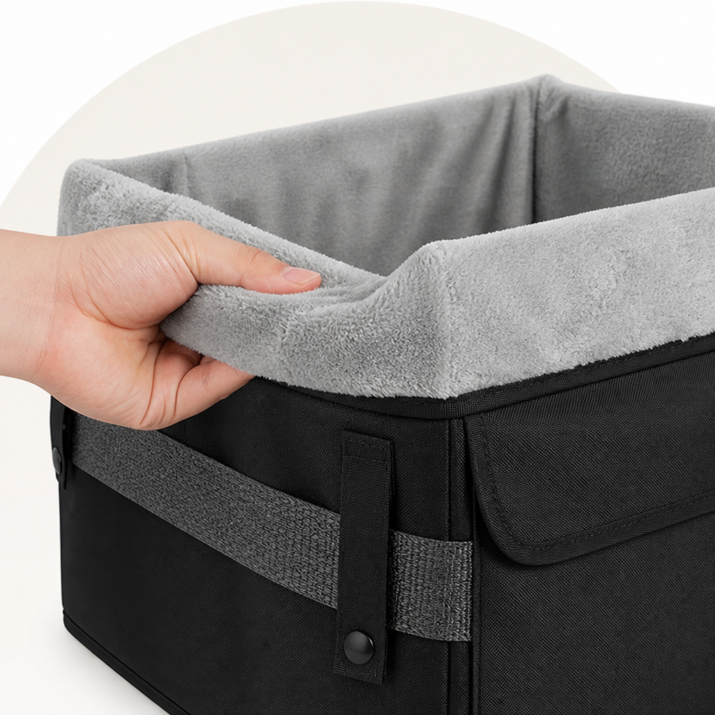 Washable Foldable Elevated Booster Dog Car Seat (With Storage Bag)
