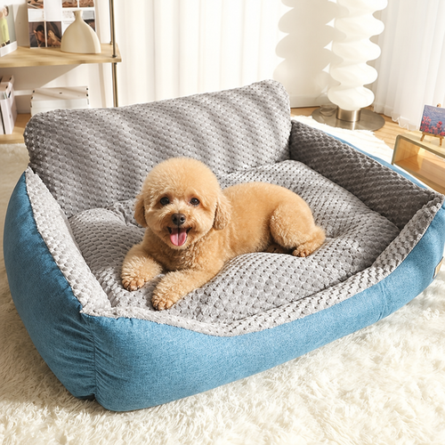 Extra-Thick Plush & High Backrest Dog Sofa Bed (Removable Cover)