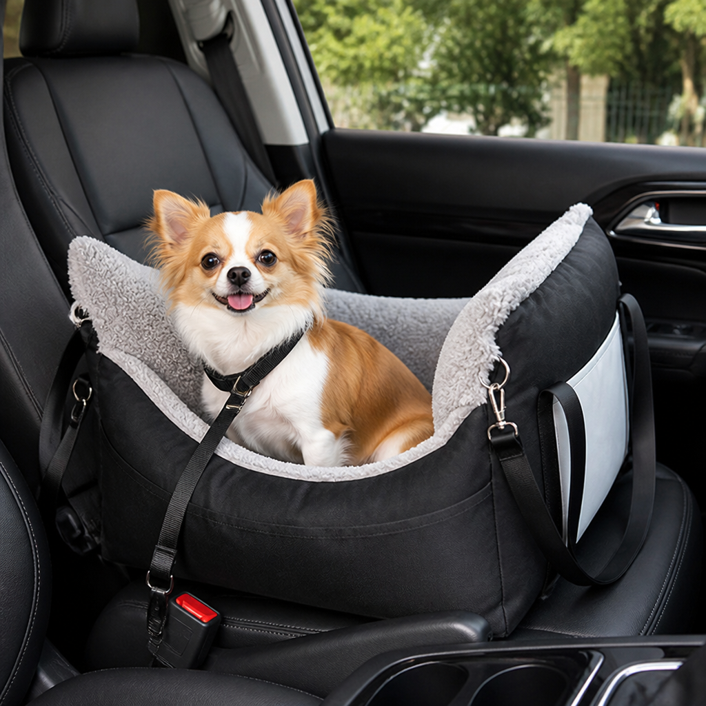 Double Seat Belts & Washable Dog Car Seat (Small Dog)
