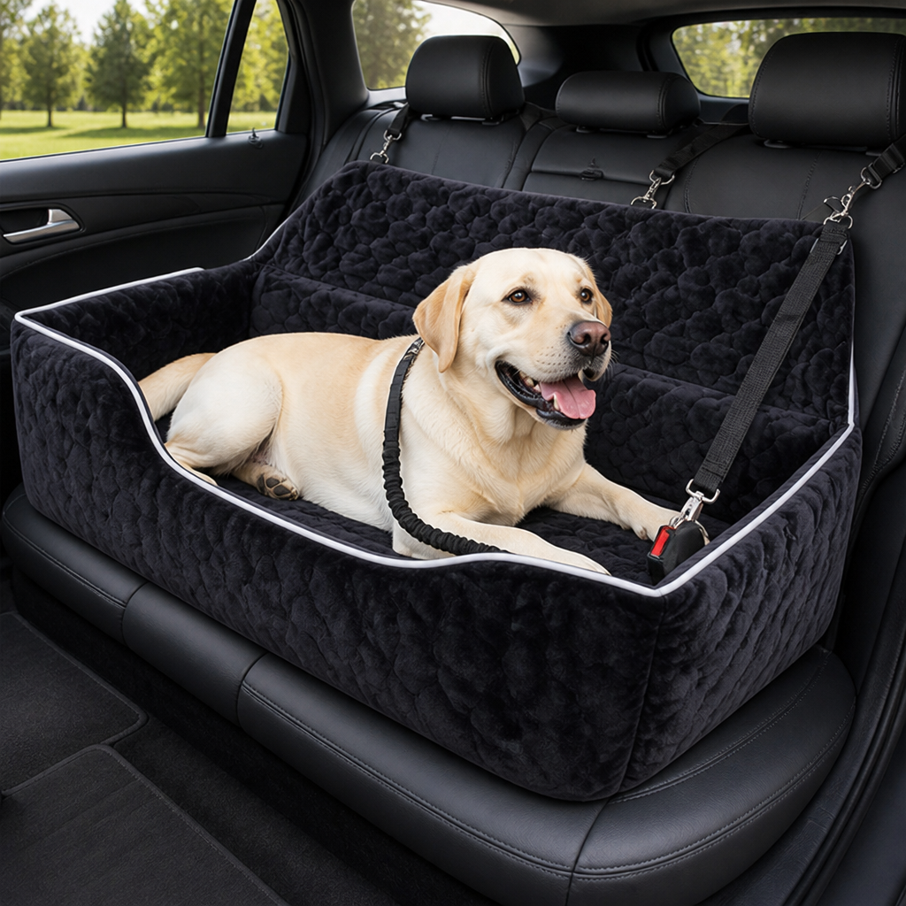 Large Washable & Tethered Dog Car Seat