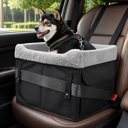 Washable Foldable Elevated Booster Dog Car Seat (With Storage Bag)