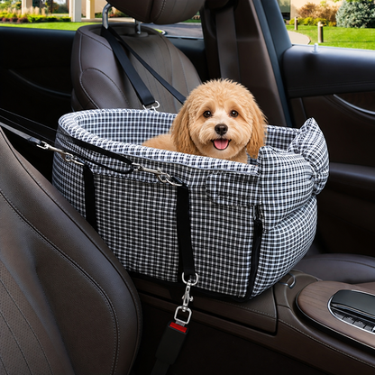 Padded Polyester & Chew-Resistant Dog Car Seat (Adjustable Straps)