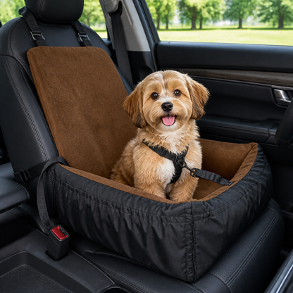 Washable Fleece Dog Booster Seat with Clip-On Safety Strap