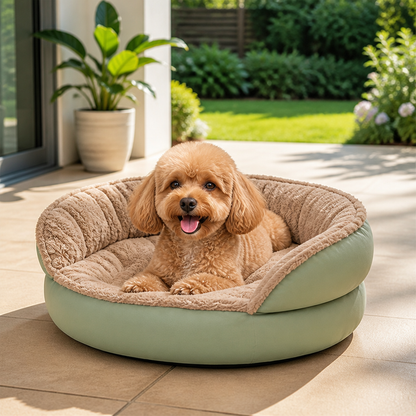 Washable & Non-Slip Round Bolster Dog Bed