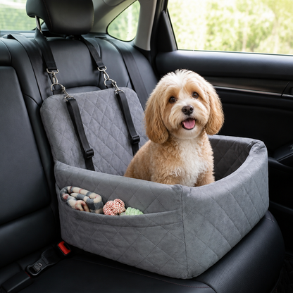 Breathable & Washable Dog Car Seat (Built-In Safety Belt)