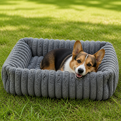 Neck-Supporting Extra-Soft Corduroy Bolster Bed (Removable Cover)