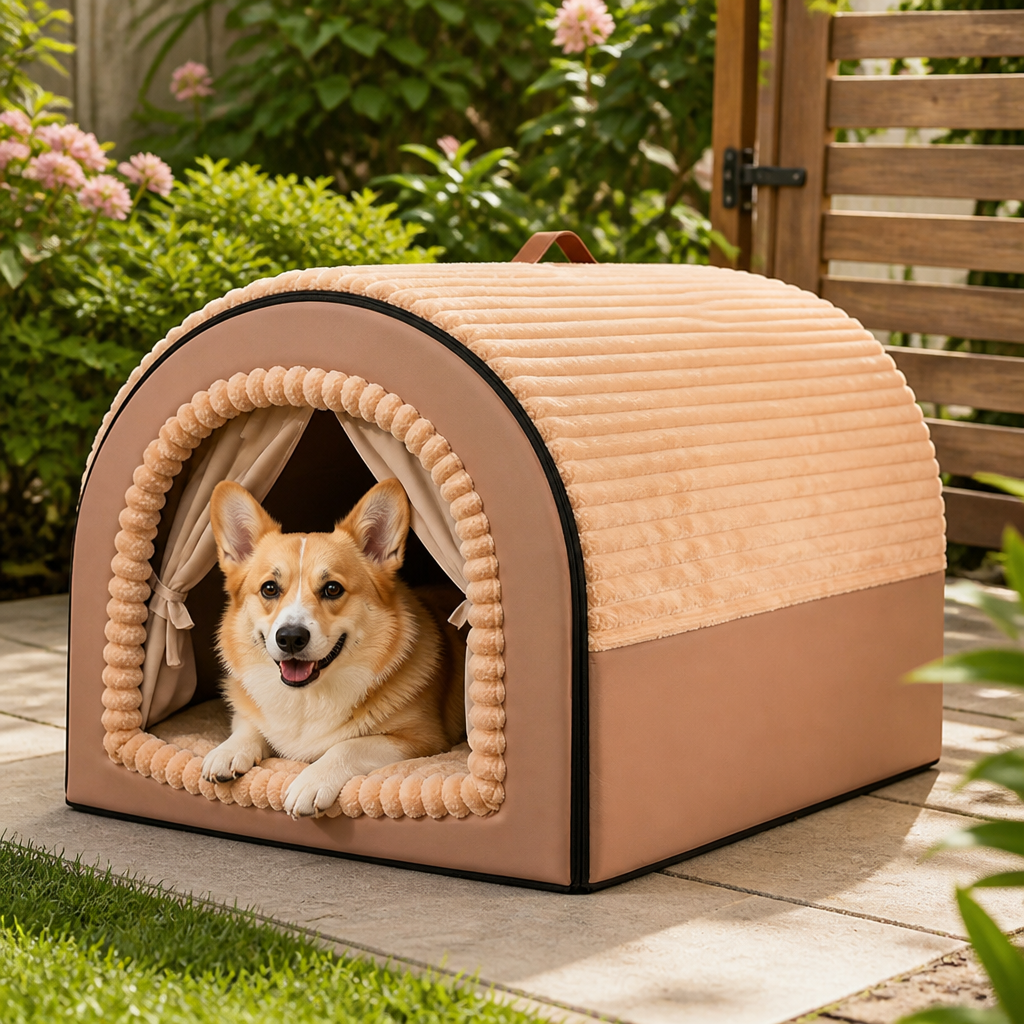 All-Season Foldable Washable Dog Cave Bed (Non-Slip Base)