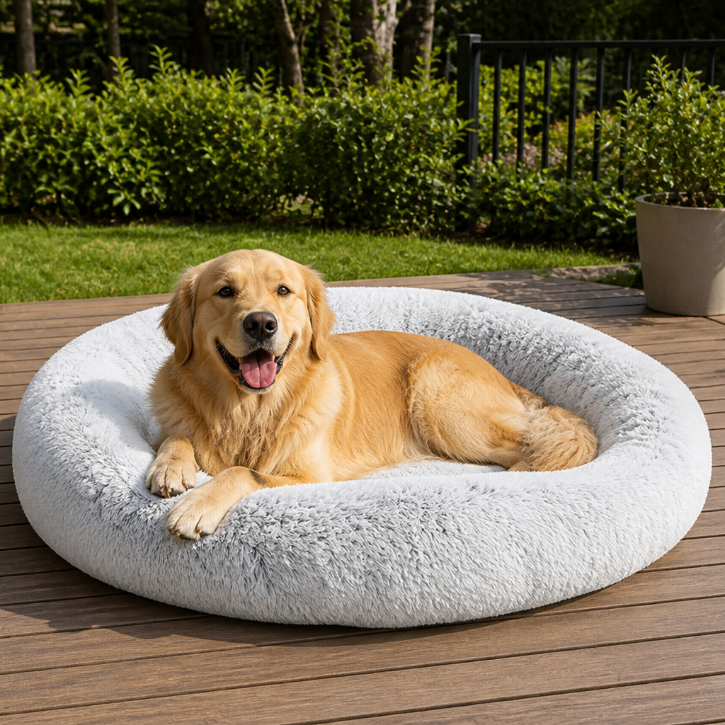 Orthopedic & Washable Faux Fur Human Dog Bed (Detachable Cover)
