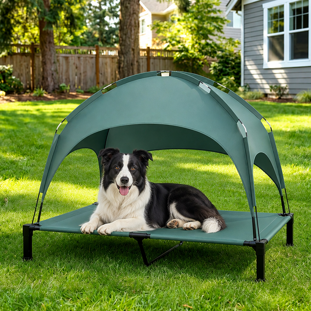 Elevated Aluminum Outdoor Dog Bed (Removable Canopy)