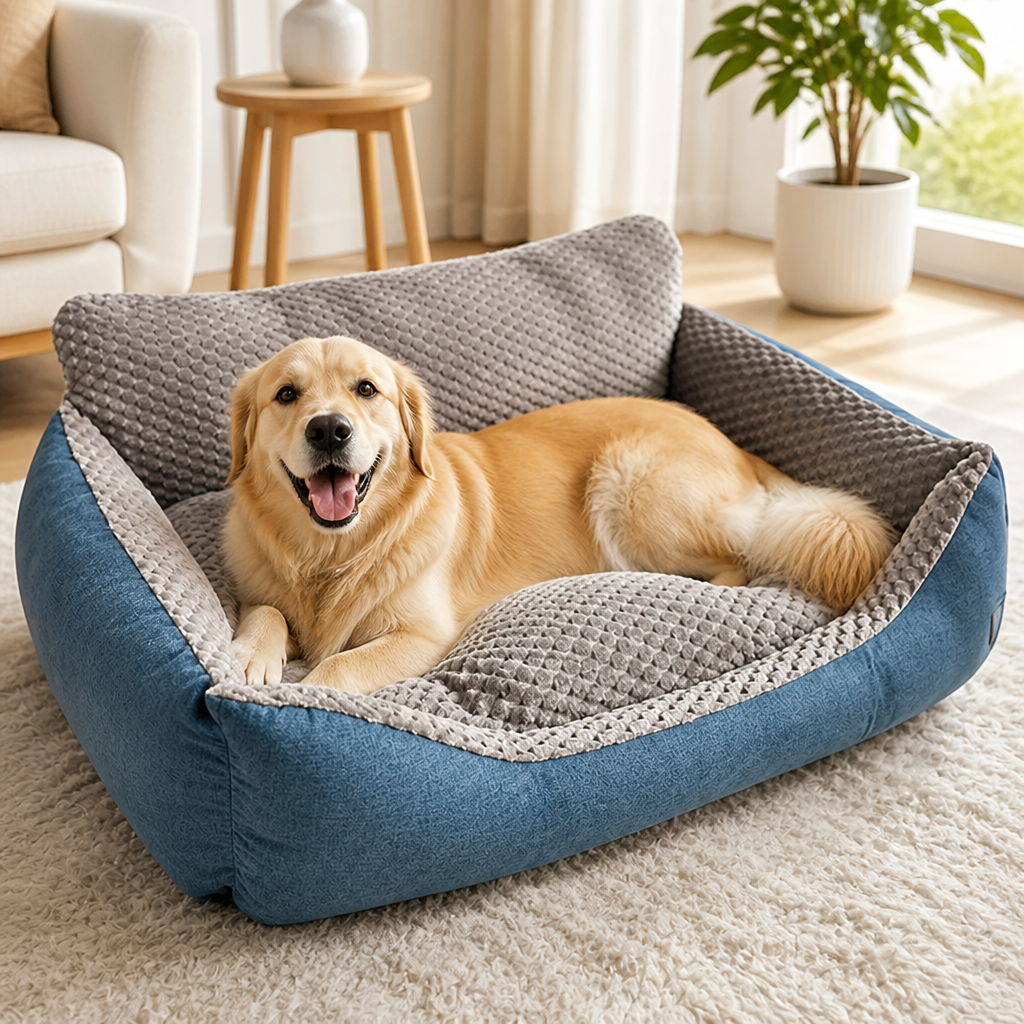 Extra-Thick Plush & High Backrest Dog Sofa Bed (Removable Cover)
