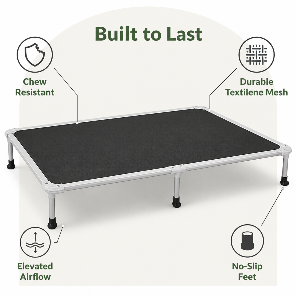 Chew-Proof Aluminum Frame Elevated Dog Bed (Indoor/Outdoor)