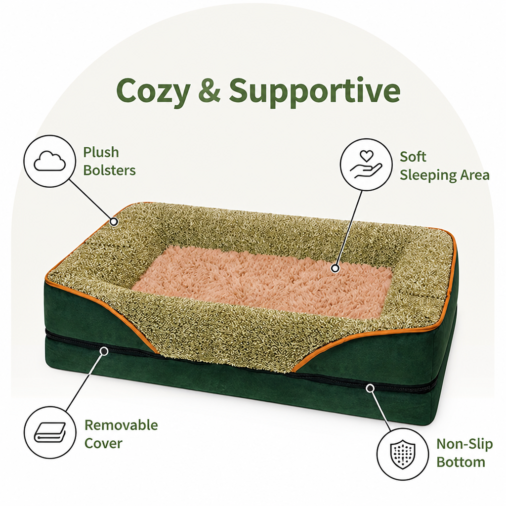 Removable Washable Plush Bolster Bed