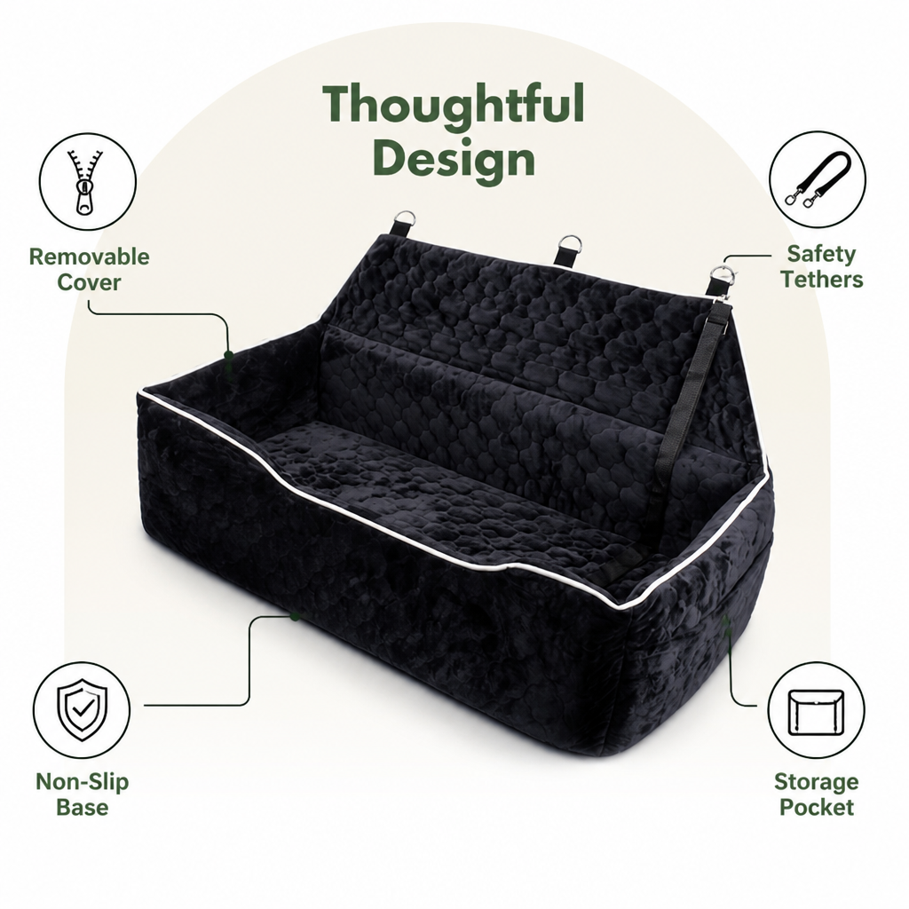 Large Washable & Tethered Dog Car Seat