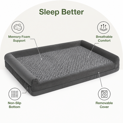 Orthopedic Memory Foam & Non-Slip Dog Bed (Removable Cover)