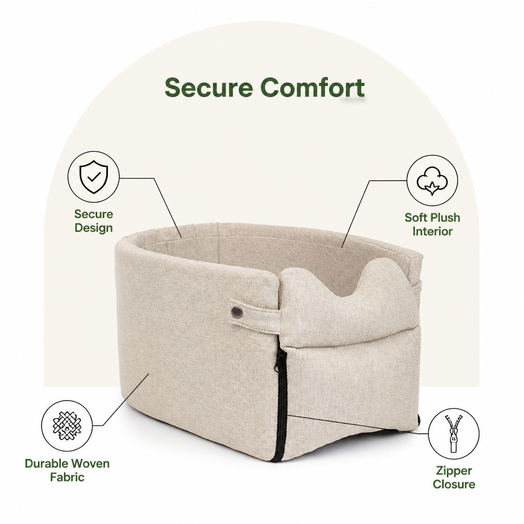 Polyester Dog Car Booster Seat — Plush & Durable (Small/Medium)