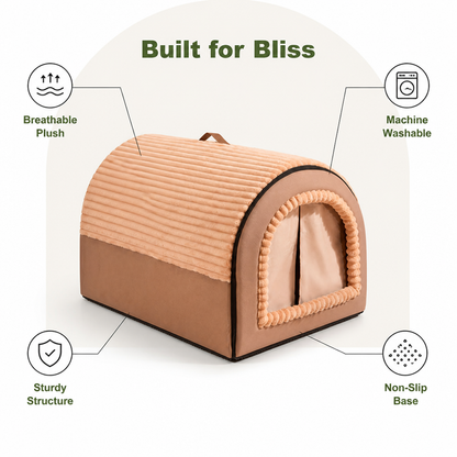 All-Season Foldable Washable Dog Cave Bed (Non-Slip Base)