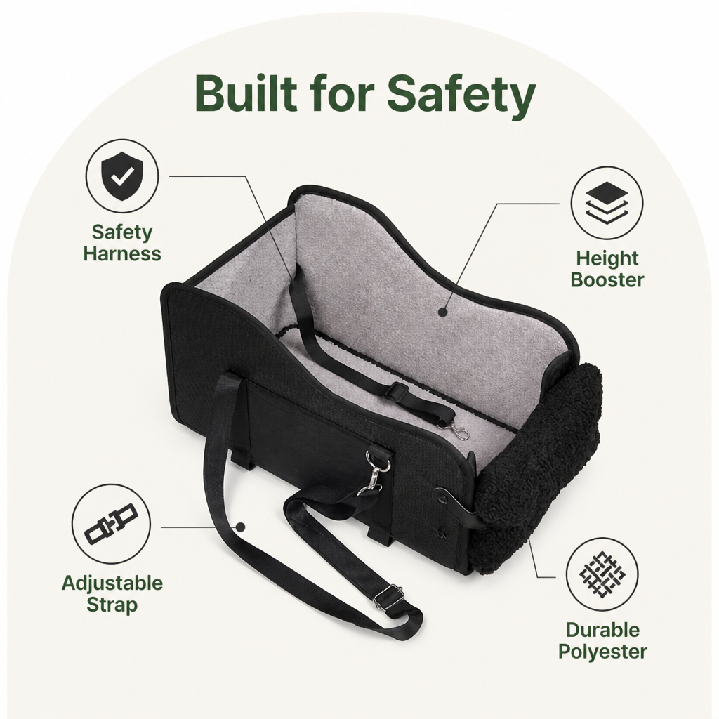 Adjustable Height & Safety Harness Car Booster Seat