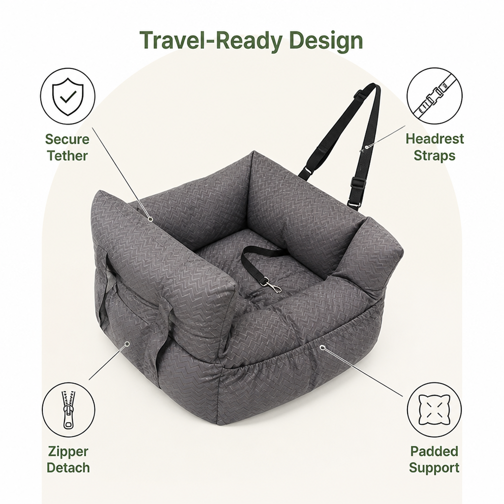 Breathable Polyester Travel Carrier (Safety Hook & Car Seat Fit)