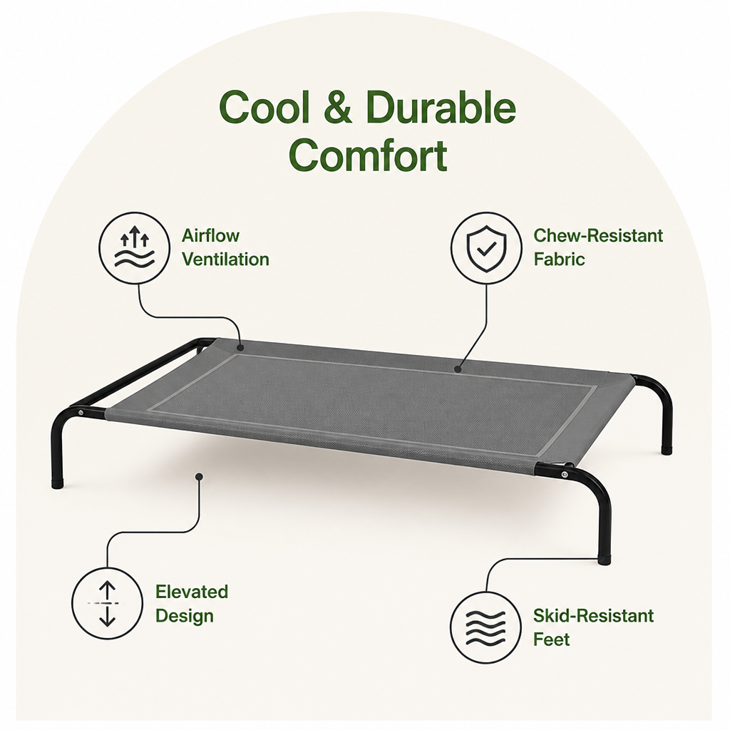 Elevated Cooling & Chew-Resistant Dog Bed