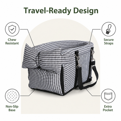 Padded Polyester & Chew-Resistant Dog Car Seat (Adjustable Straps)