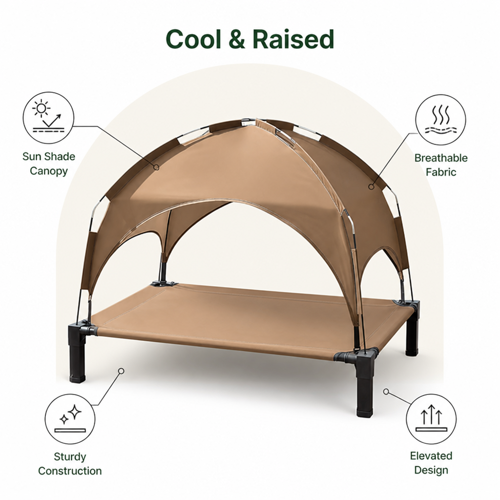 Elevated Cooling & Portable Dog Cot (Removable Canopy)