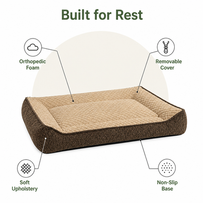 Orthopedic Memory Foam Dog Bed (Machine-Washable Cover)