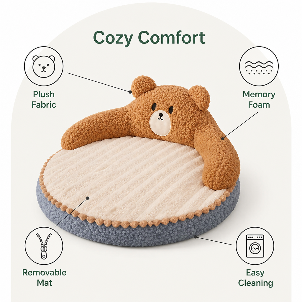Removable Mattress & Memory Foam Round Pet Bed