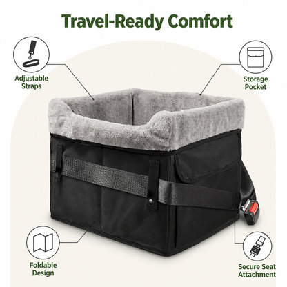 Washable Foldable Elevated Booster Dog Car Seat (With Storage Bag)