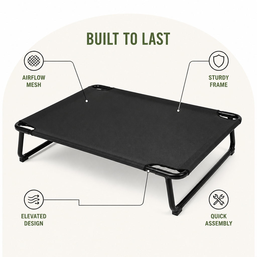 Elevated Iron Frame & Breathable Dog Bed (No Filler)