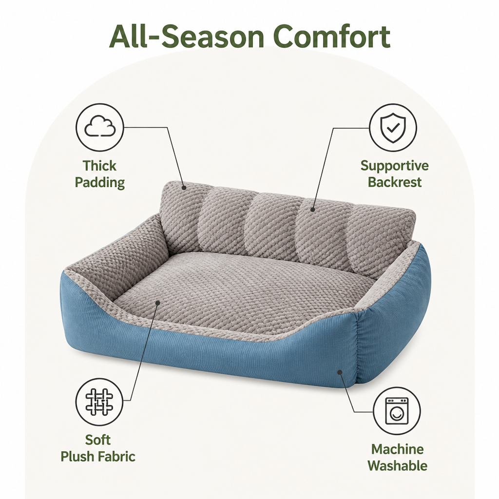 Plush High-Back & Thick Padding Pet Sofa Bed