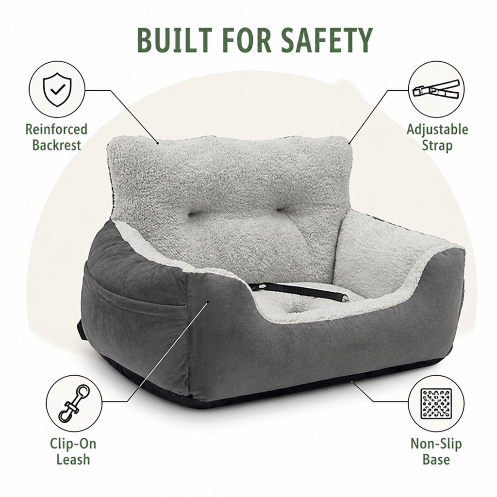 Adjustable Straps & Clip-On Leash Booster Car Seat