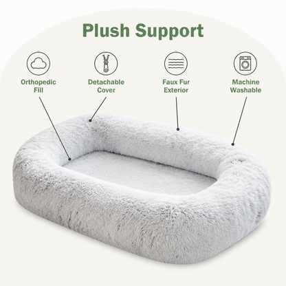 Orthopedic & Washable Faux Fur Human Dog Bed (Detachable Cover)