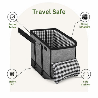 Safety Belt & Soft Cushion Dog Car Seat (Console Booster)