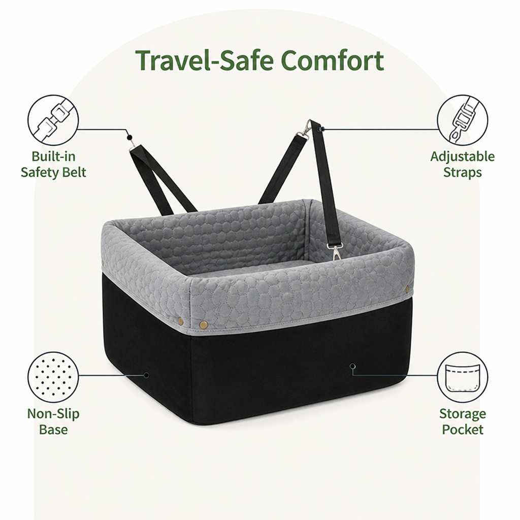 Non-Slip Memory Foam & Adjustable Straps Booster Seat (Removable Cover)
