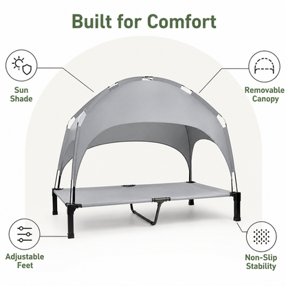 Elevated Aluminum Outdoor Dog Bed (Removable Canopy)