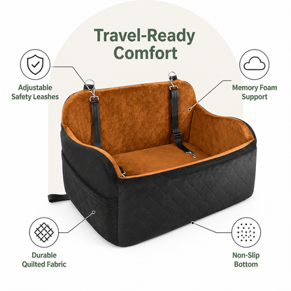 Memory Foam & Non-Slip Dog Car Seat (Adjustable Leashes)