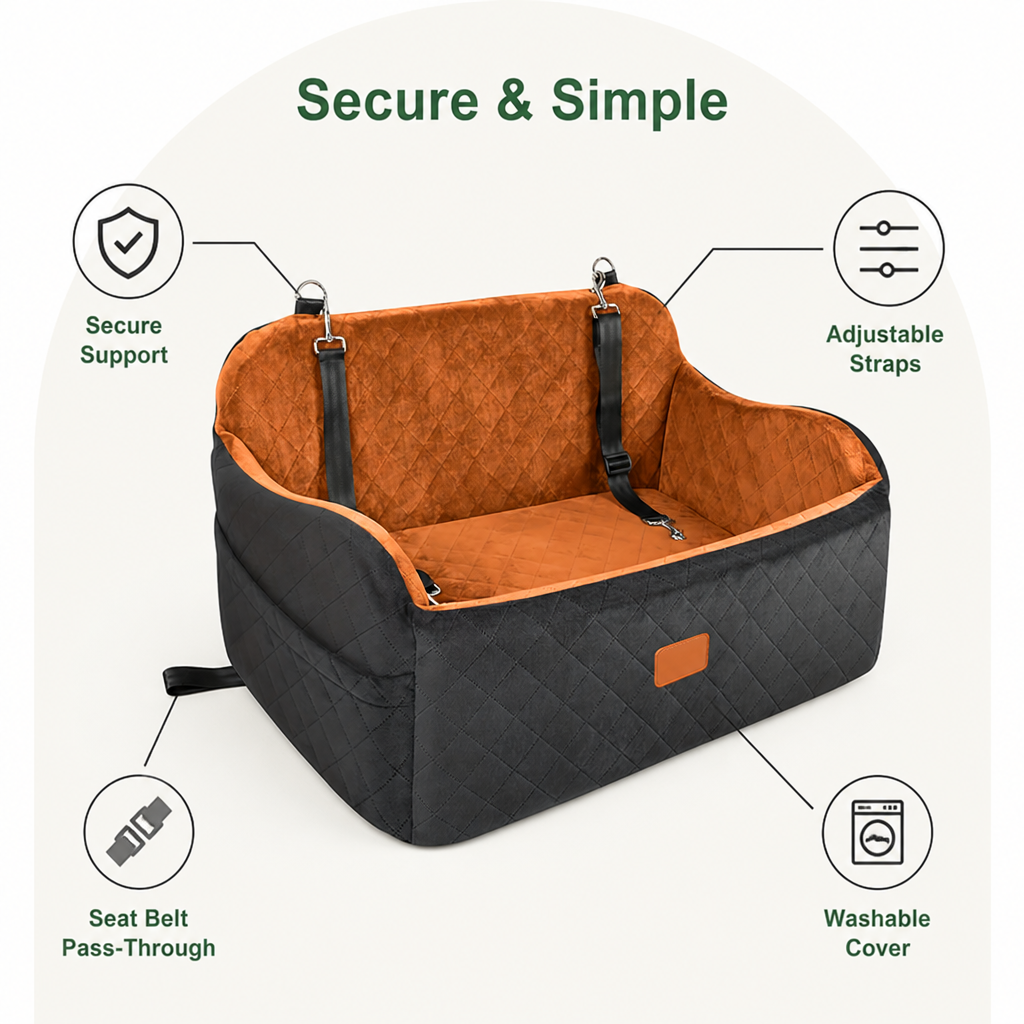 Seat-Belt Pass-Through & Washable Cotton Dog Car Seat