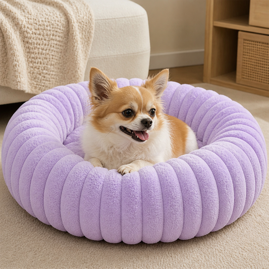 Round Plush Sherpa Dog Bed (Multiple Sizes & Colors)
