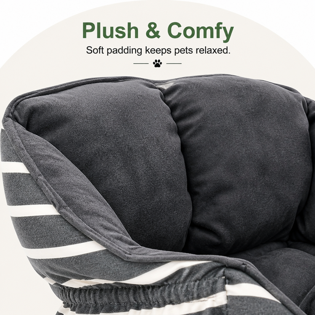 Washable Plush Dog Car Booster Seat (Clip-On Leash)