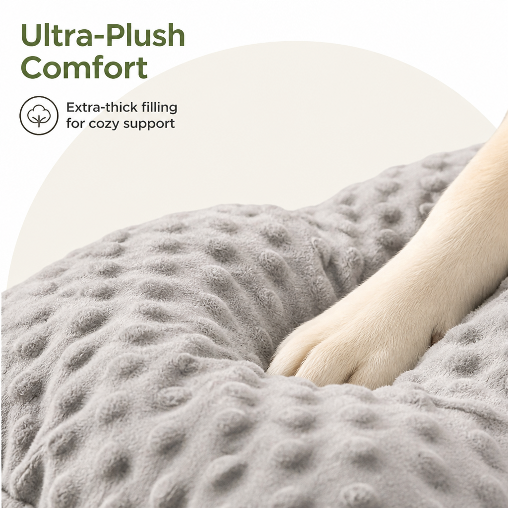 Extra-Thick Plush & High Backrest Dog Sofa Bed (Removable Cover)