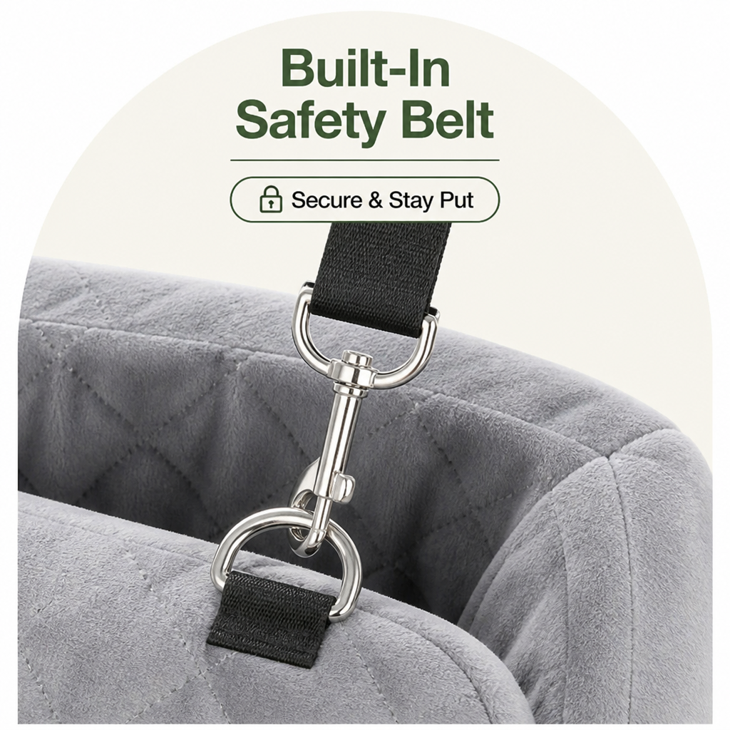 Breathable & Washable Dog Car Seat (Built-In Safety Belt)