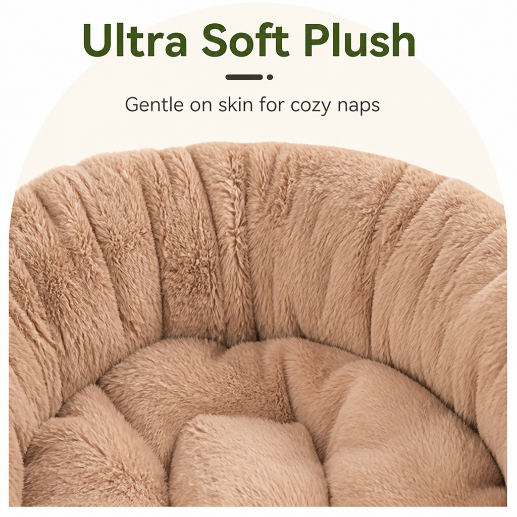 Washable & Non-Slip Round Bolster Dog Bed