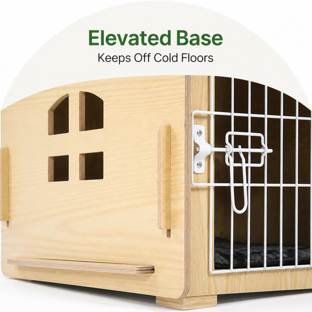 Elevated Wood & Ventilated Pet House (For Small Dogs & Cats)