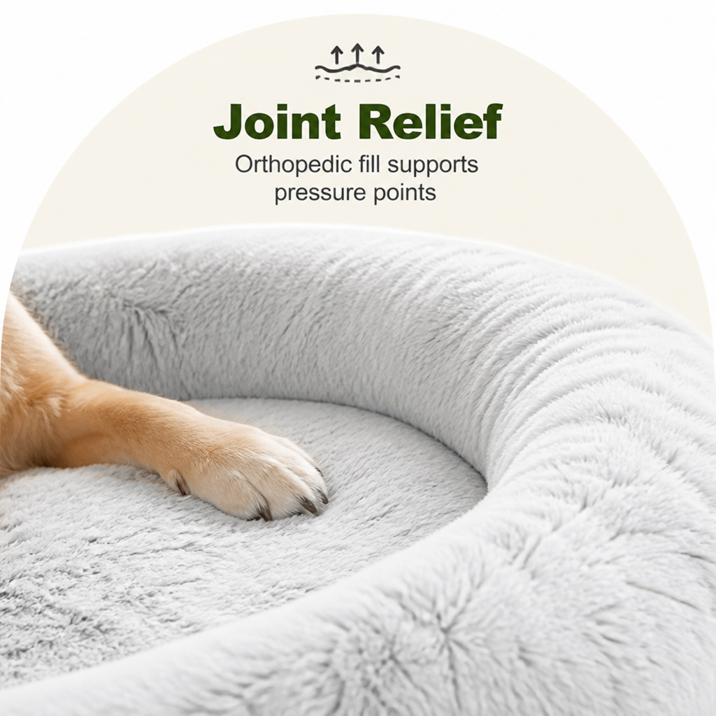 Orthopedic & Washable Faux Fur Human Dog Bed (Detachable Cover)