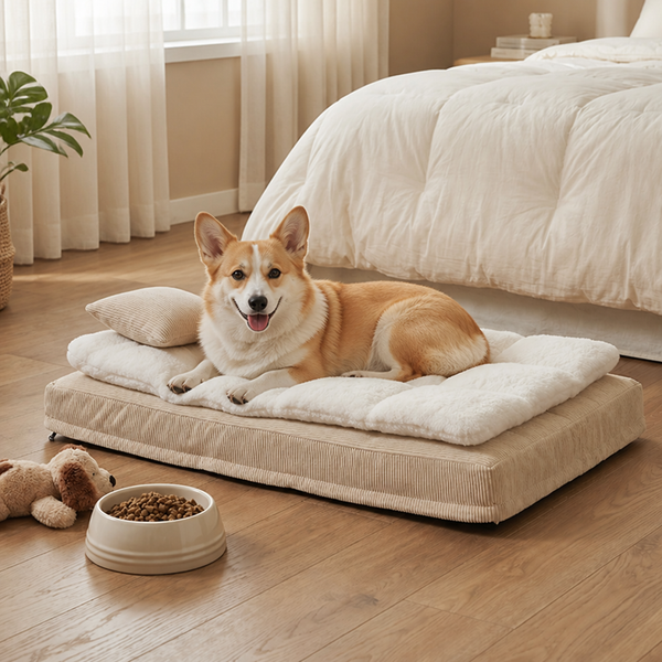 Ergonomic Spinal Support & Removable Pillow Dog Bed