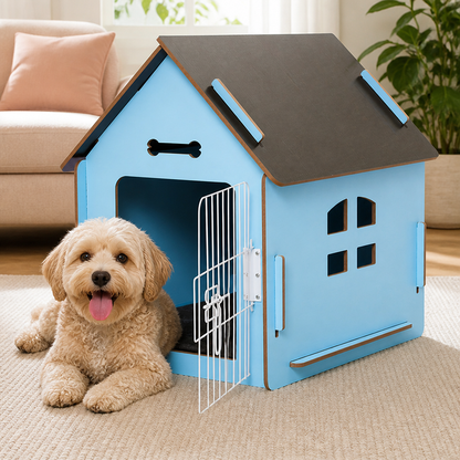 Elevated Wood & Ventilated Pet House (For Small Dogs & Cats)