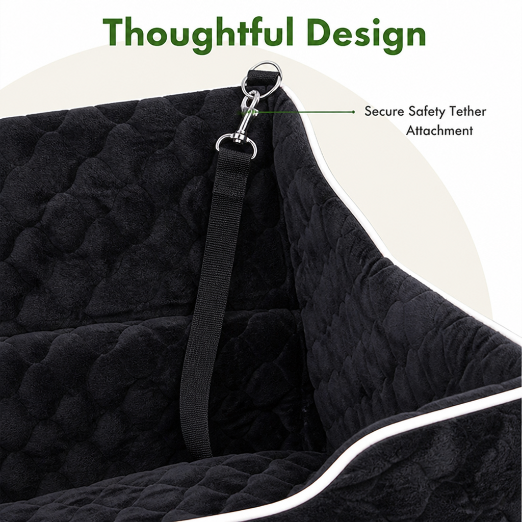 Large Washable & Tethered Dog Car Seat