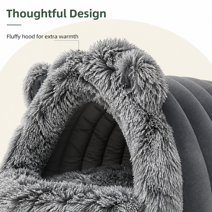 Warmth-Retaining Polyester Hooded Pet Nest