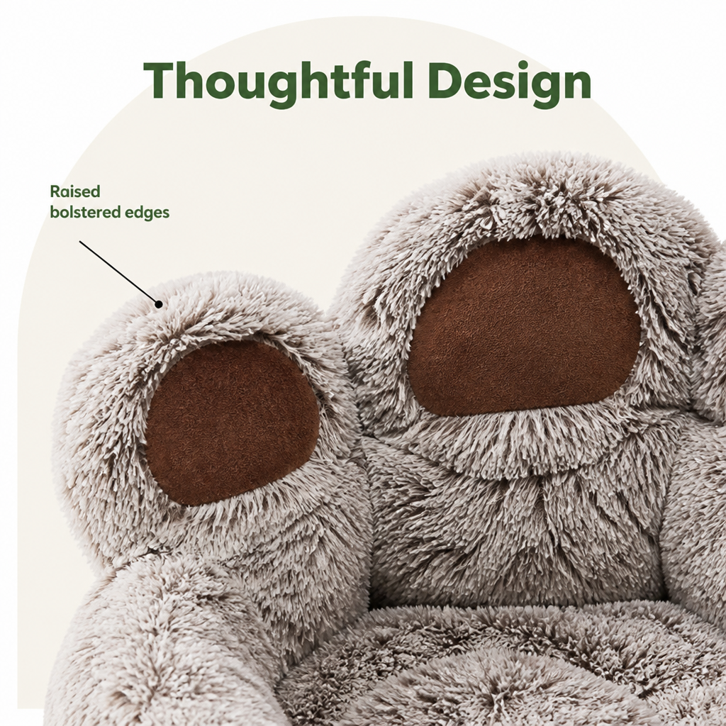 Plush & Non-Slip Bear Paw Pet Bed