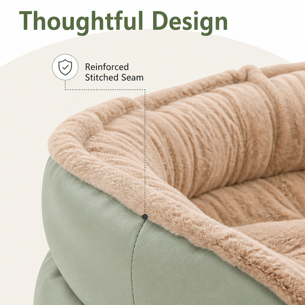 Washable & Non-Slip Round Bolster Dog Bed